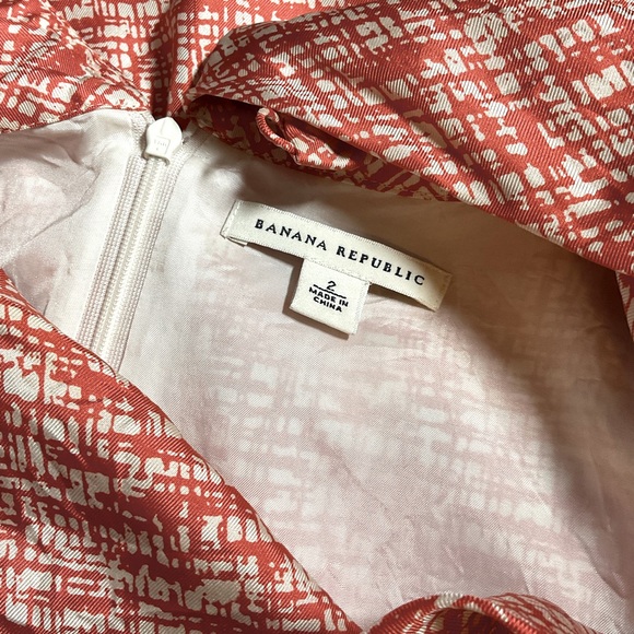 Banana Republic Silk Cowl Neck Mod Dress, Orange/White, Size 2 - Picture 7 of 8